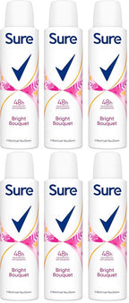 6 x Sure  Anti-Perspirant Aerosol Bright Bouquet 150 Ml