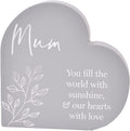 Widdop and Co Grey Heart MDF Plaque - Floral - Mum