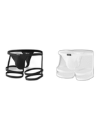 2 Pack Men's Low-Rise Sexy Thong with U-Pouch and Fixed Thigh Straps