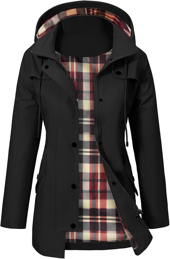 UMIPUBO Womens Waterproof Jackets Long  Hooded Rain Coats, Size Large. New but scruffy packaging