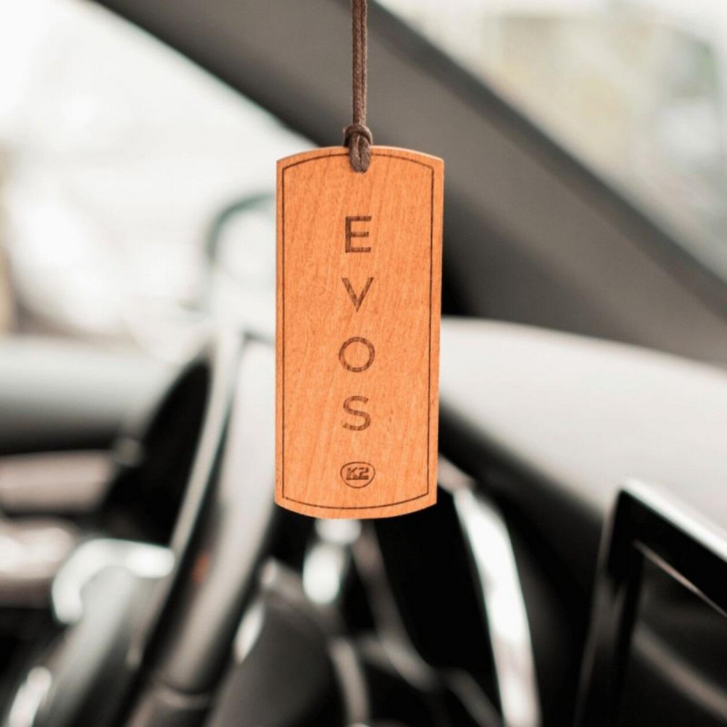 K2 EVOS HUNTER Wooden Hanger Car Air Freshener - Bergamot, Geranium, and Moss