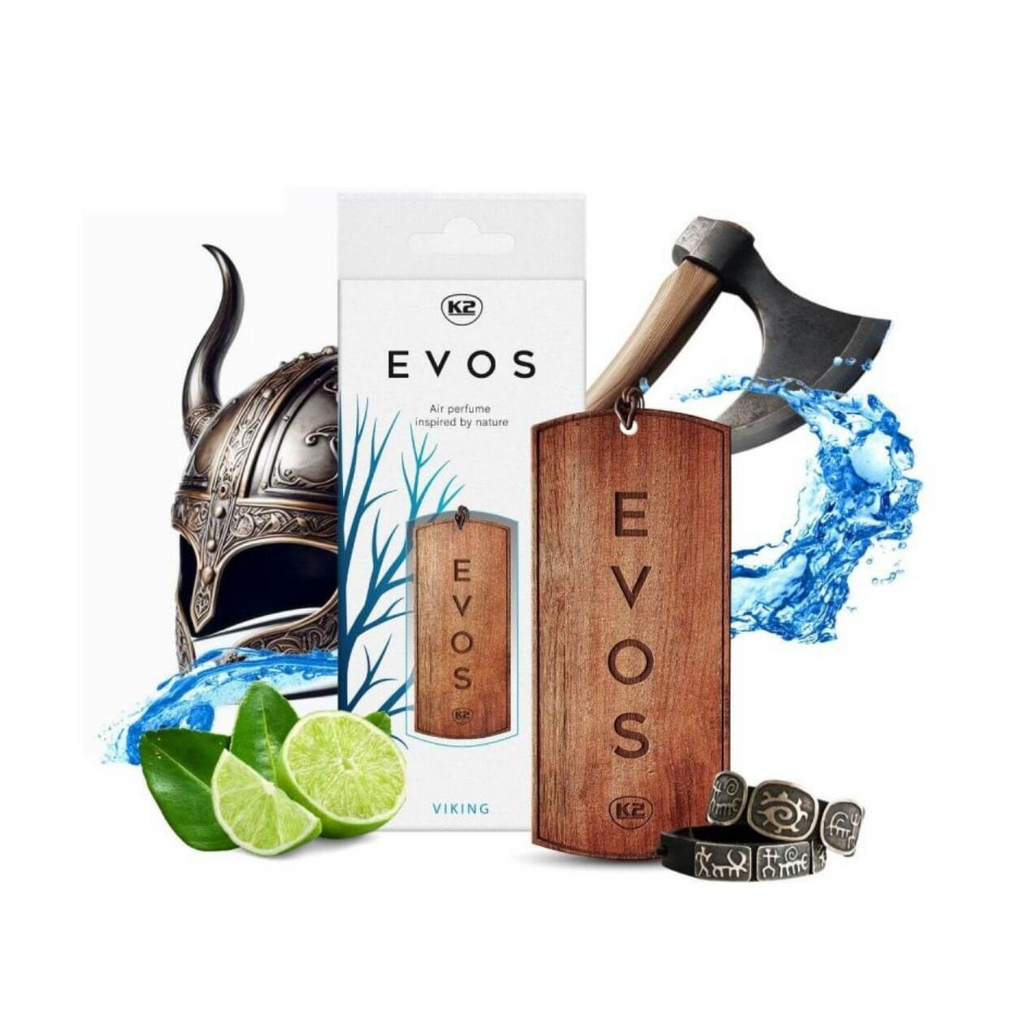 K2 EVOS VIKING Wooden Hanger Car Air Freshener - Lime, Water Flowers & Musk