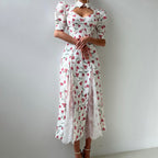 New Summer Design Elegant Lace-embellished, Waist-cinching Maxi Dress