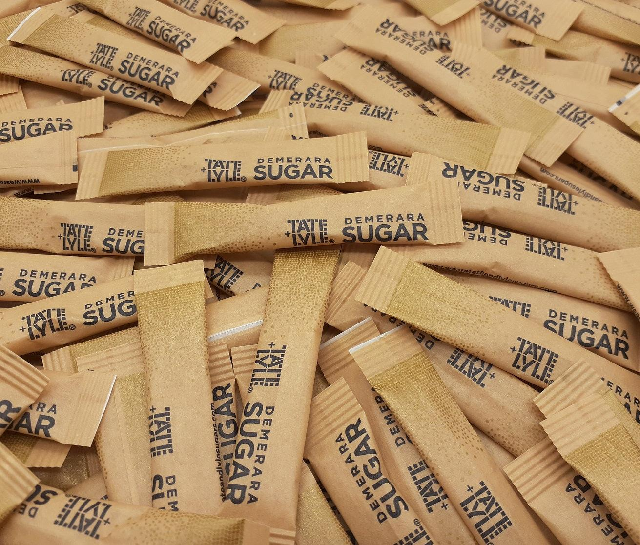 Tate & Lyle Sugar Individual Sticks Sachets White and Brown Demerara Granulated