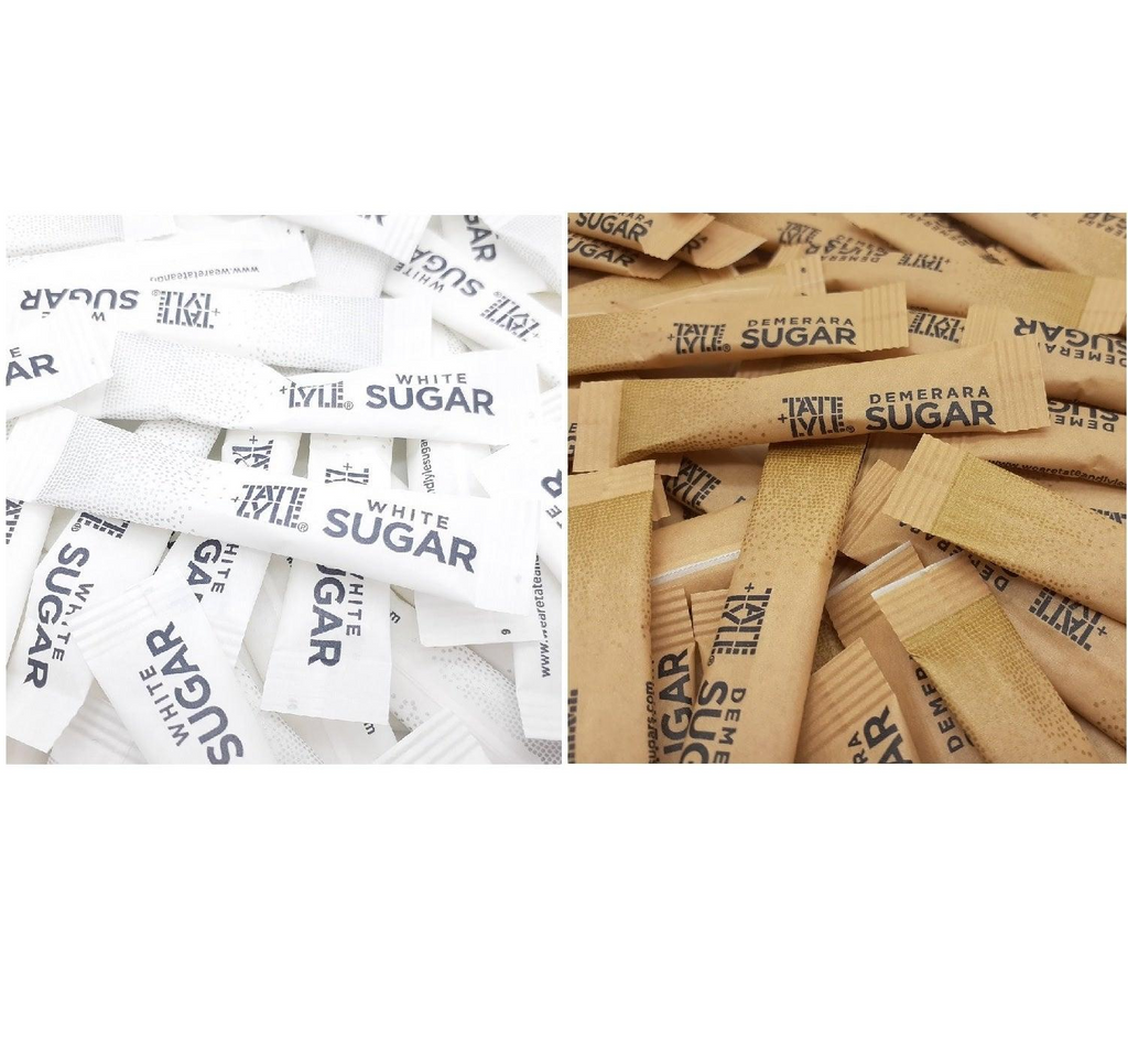 Tate & Lyle Sugar Individual Sticks Sachets White and Brown Demerara Granulated