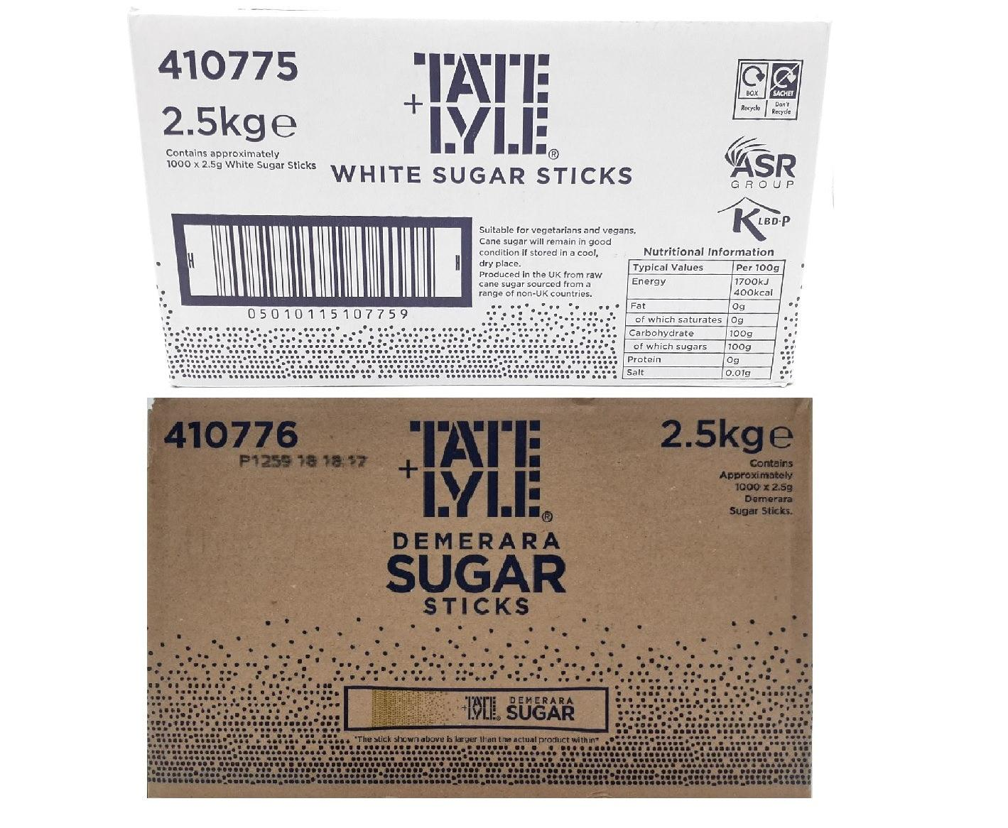 Tate & Lyle Sugar Individual Sticks Sachets White and Brown Demerara Granulated