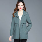 Women's Mid-length Hooded Trench Coat