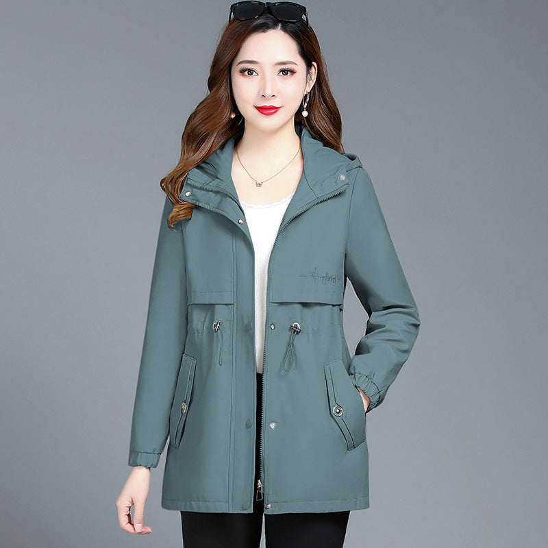 Women's Mid-length Hooded Trench Coat