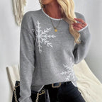 Autumn And Winter Half-high Collar Crocheted Gray Sweater