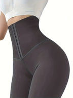 High-Waist Tummy Control Leggings - Butt Lifting Skinny Jeans for Women | Double-Breasted Button Closure