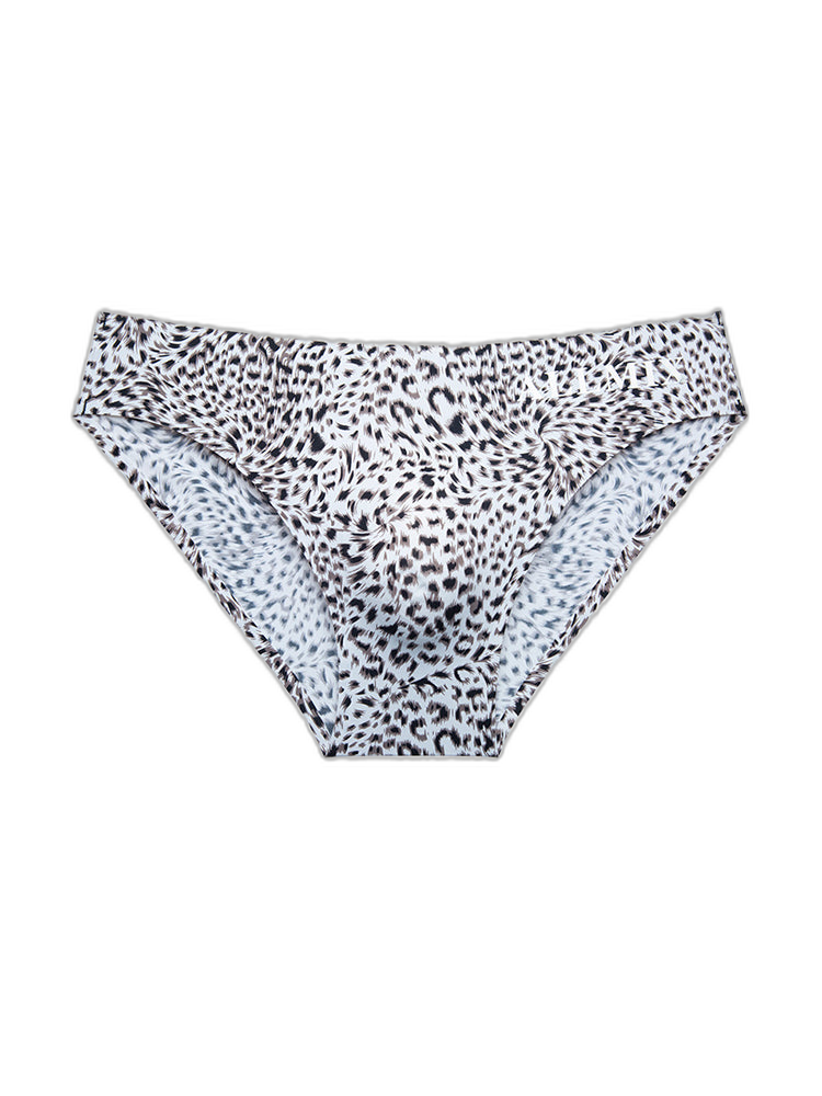 3 Pack ALLMIX Men's 3D Pouch Sexy Leopard Print Ice Silk Briefs
