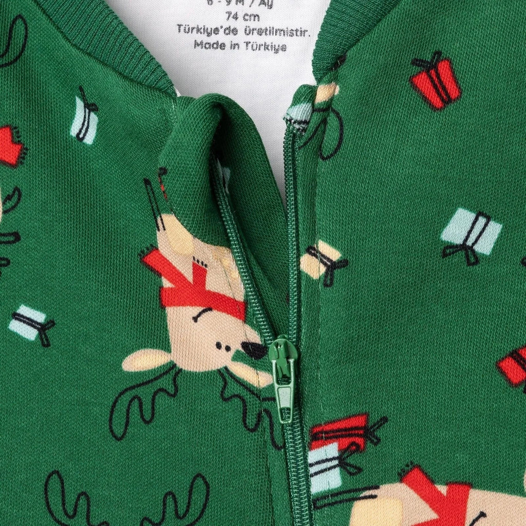 HelloBaby Christmas Baby Boy Sleepsuit - Dark Green