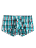 Mens Plaid Front Pouch Boxer Shorts