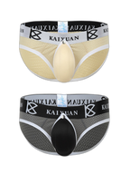 2 Pack Men's Sexy Mesh Front Opening Sponge Coaster Briefs