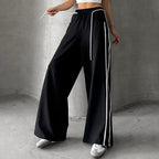 Drawstring Contrast-color Casual Pants For Women
