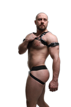ruff GEAR Double Tone Leather Bulldog Harness White Black