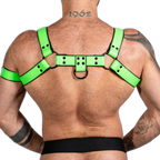 ruff GEAR Bold Leather Bulldog Harness Neon Green