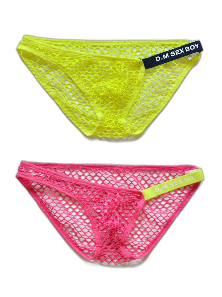 2 Pack Men's Low Waist Sexy Mesh Breathable Sports Transparent Briefs