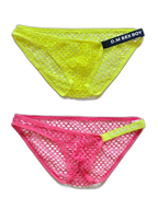 2 Pack Men's Low Waist Sexy Mesh Breathable Sports Transparent Briefs