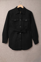 Casual Solid Color Lapel Tie Trench Coat Jacket