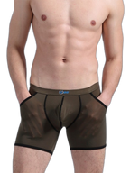 3 Pack Men's Long Leg Boxer Briefs Made of Ultra-Thin Ice Silk with Anti-Wear Elastic