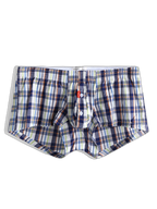 Mens Plaid Front Pouch Boxer Shorts