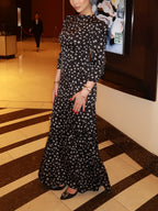 Floral Long Sleeve Open Back Maxi Dress