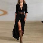 Women's Sexy Solid Color Irregular Pleated With Belt Dress