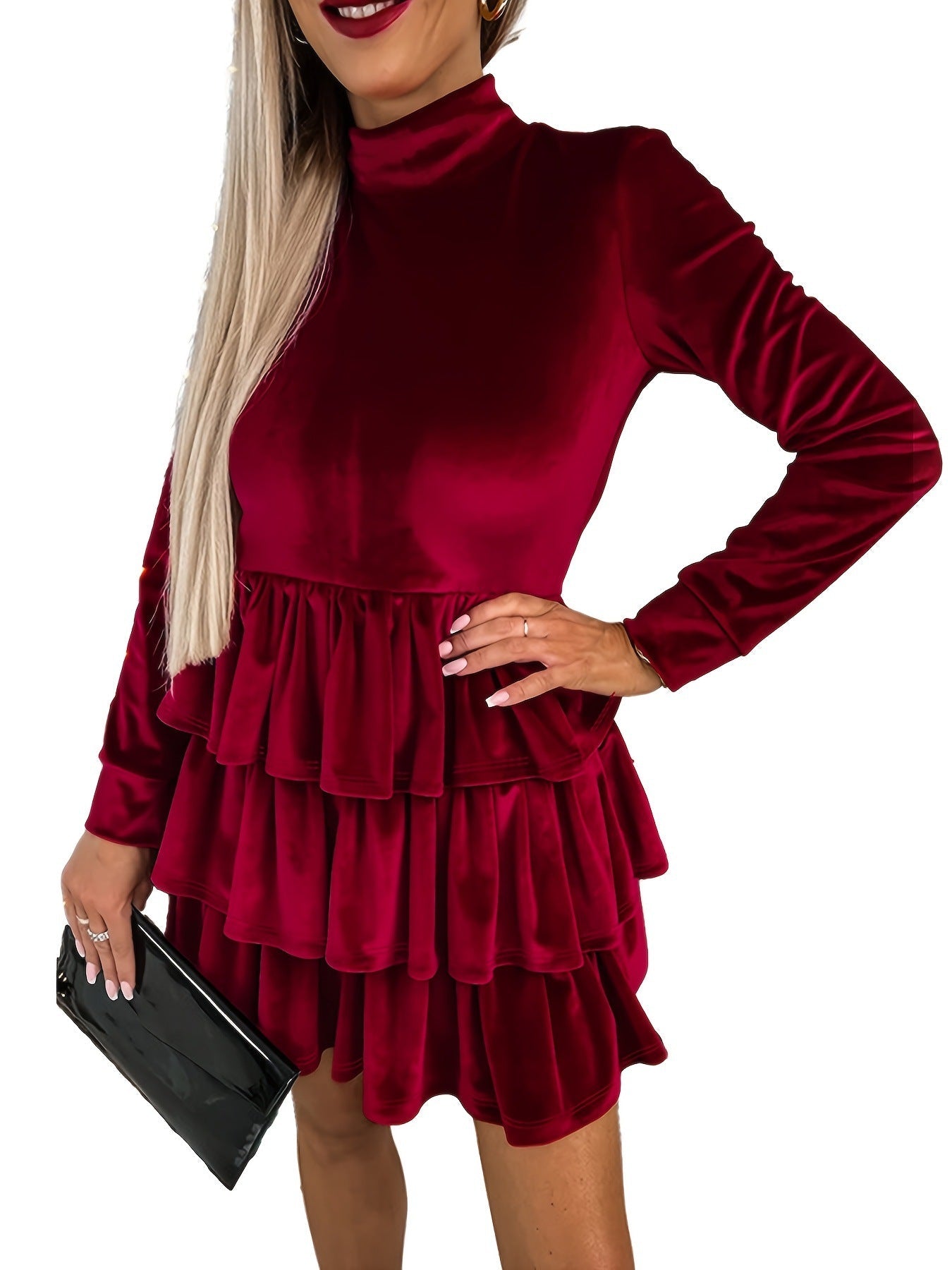 Solid-color High-waist Dress Women's Pleated Skirt