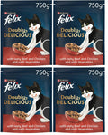 4 x Felix Cat Doubly Delicious Beef & Chicken  - 750GM