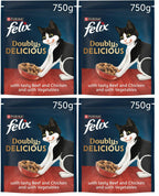 4 x Felix Cat Doubly Delicious Beef & Chicken  - 750GM