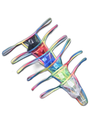 3-pack Men's Sexy Rainbow Transparent Convex Pouch Breathable Thong