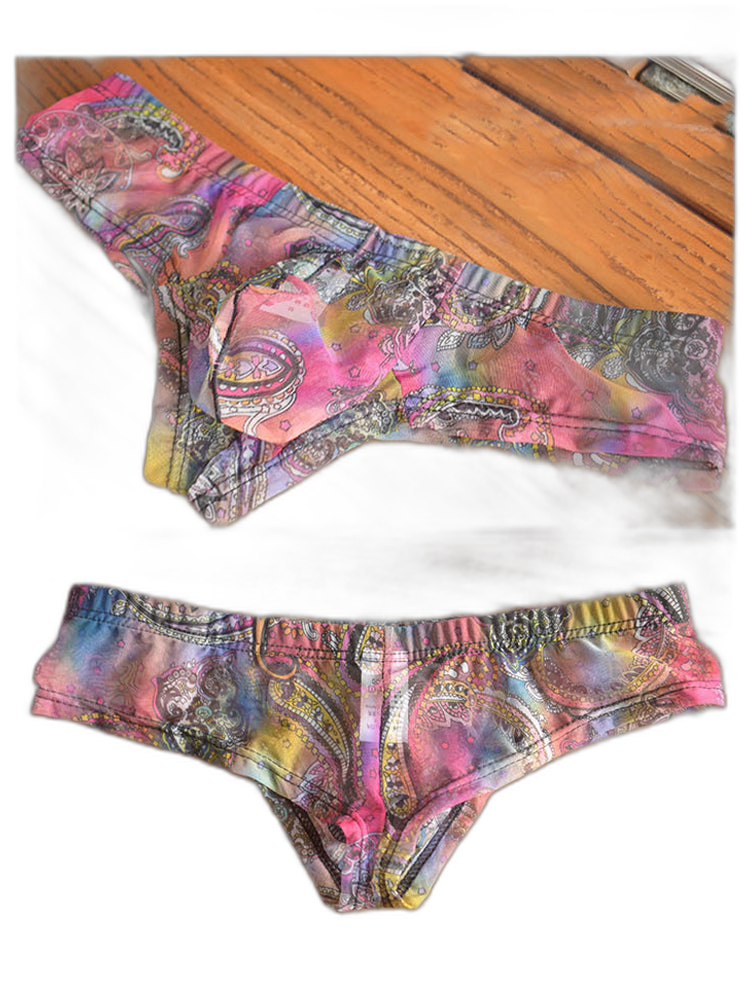 4-pack Men's Lace Print Sheer Mesh Bohemian Boxer Briefs