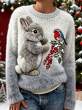 Digital-printed Christmas-patterned Women's Flannel Hoodie