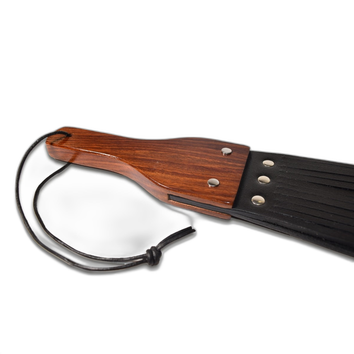 Prowler RED Leather & Wood Fringe Paddle