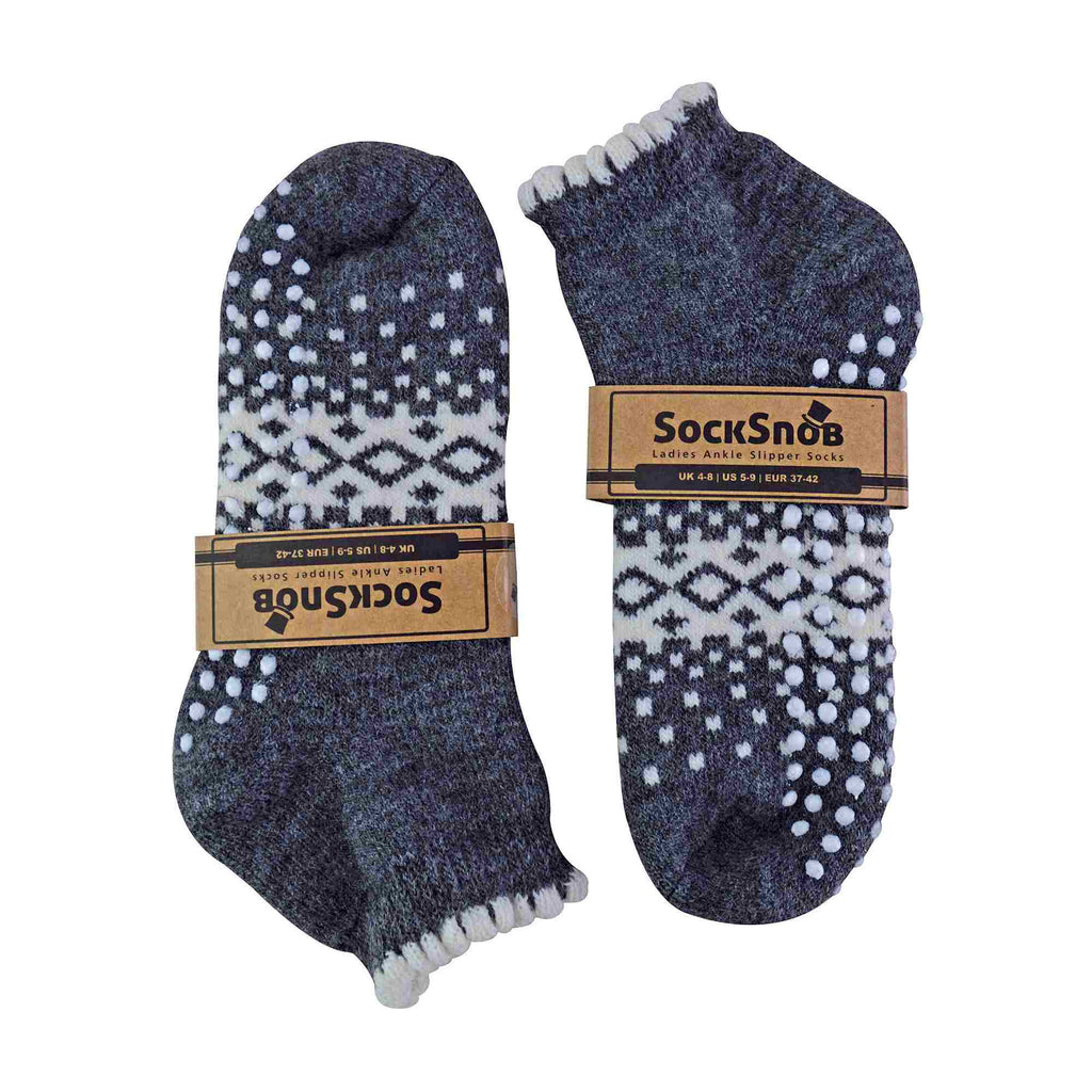 1 Pack Ladies Thermal Low Cut Wool Non Slip Ankle Slipper Socks