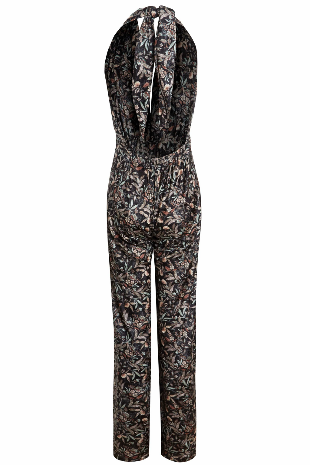 Floral Velvet Backless Jumpsuit