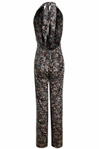 Floral Velvet Backless Jumpsuit