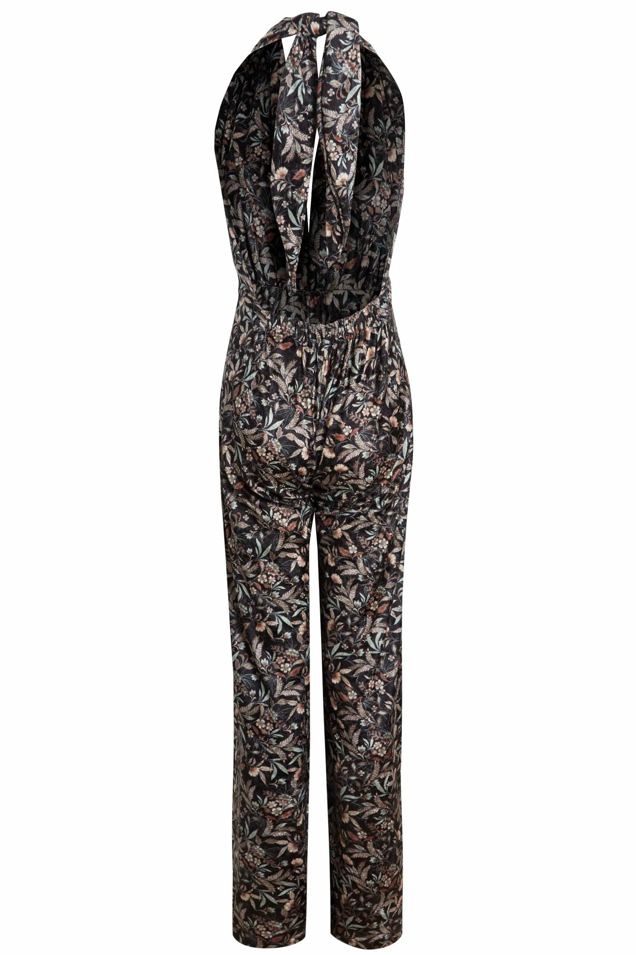 Floral Velvet Backless Jumpsuit