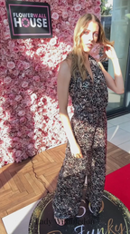 Floral Velvet Backless Jumpsuit