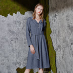 Spring and autumn new long sleeve mid length nightdress
