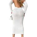 Sexy Off-Shoulder Long Sleeve Open Back Bodycon Dress