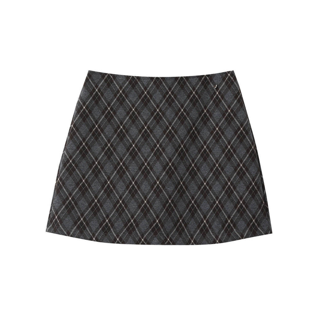 Retro Collegiate-style Tweed Mini Skirt Women's Skirt High-waisted Plaid Bodycon Skirt