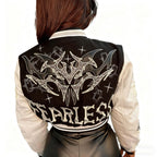Double-layer Threaded Wool Baseball Jacket With Full-position Printing