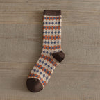 Double-Needle Dual-Channel Sweat-Absorbing Breathable Wireless Top Preppy-Style Mid-Calf Women's Socks