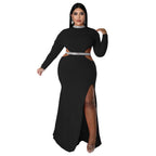 Women's Solid Color Casual Sexy Midriff-baring Slit Dress