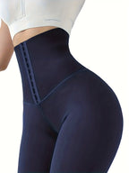 High-Waist Tummy Control Leggings - Butt Lifting Skinny Jeans for Women | Double-Breasted Button Closure