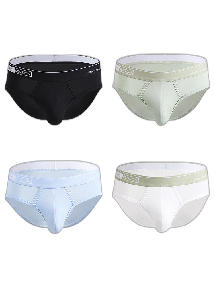4 Pack Men's Modal Skin-Friendly Solid Color Mid-Rise Briefs