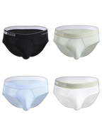 4 Pack Men's Modal Skin-Friendly Solid Color Mid-Rise Briefs