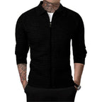 Men's Casual Long-sleeved Lapel Waffle Jacket Cardigan